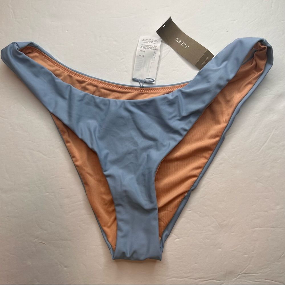 NWT J.CREW Curved Waist Cheeky Bikini Bottom Light Blue Mist  High Cut Size M